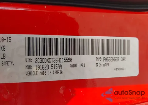 2016 Dodge Charger R/T из США, поврежденный, VIN 2C3CDXCT3GH115590